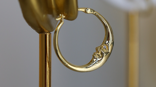 Moon Hoop Earrings: A Celestial Delight in Gold Plating