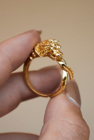 Vintage Lion Ring In Gold Plated