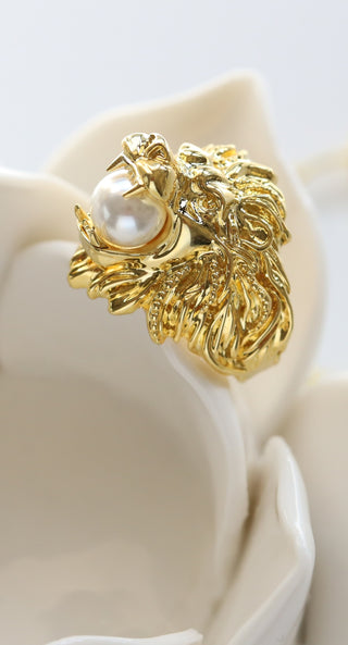 Gold plated lion ring