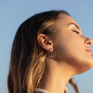 medium hoops silver plated