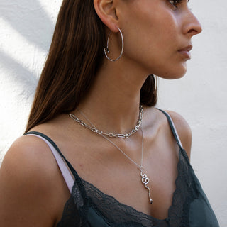 Snake Large Hoop Earrings In Silver