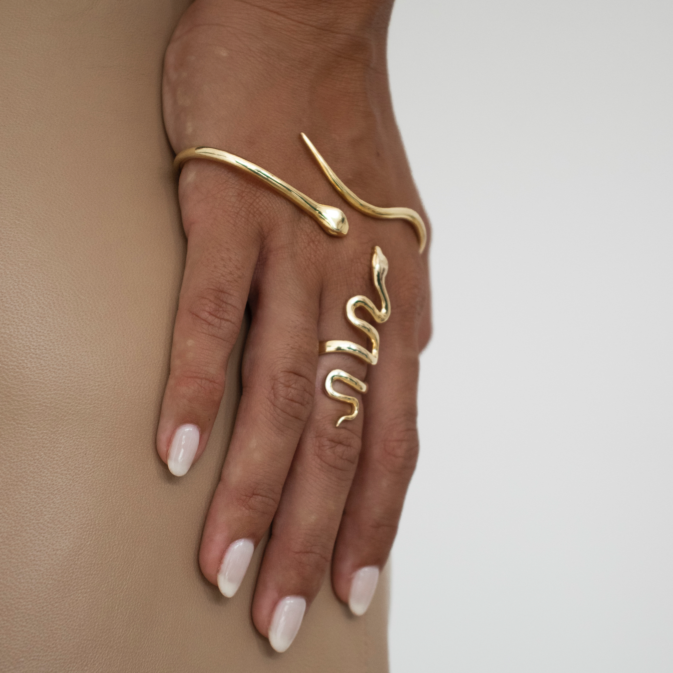 KIKICHIC | Nyc | Snake Palm Cuff Bracelet Adjustable in 18K Gold and Silver 18K Gold