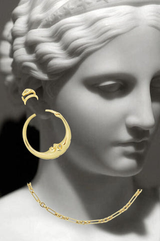 Moon Hoop Earrings In Gold plated