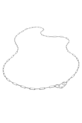 Long Square Link Chain 80cm In Silver plated