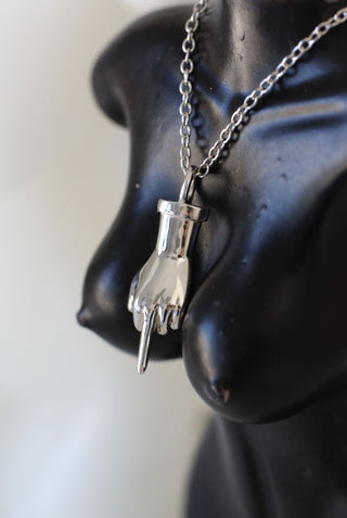 Middle Finger Charm In Silver Plated
