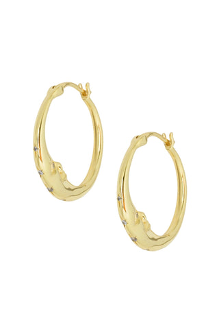 Moon Hoop Earrings In Gold plated