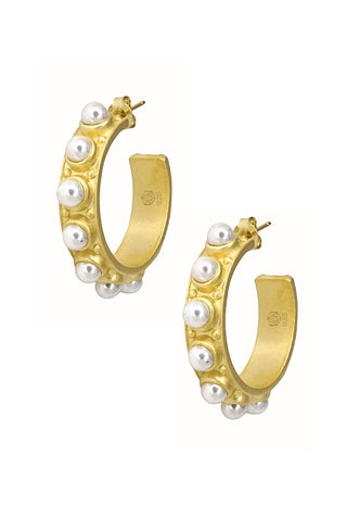 Pearl Hoops In Gold Plated