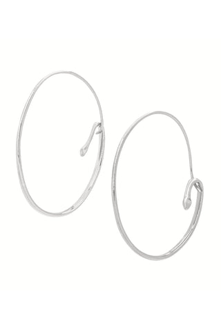 Snake Large Hoop Earrings In Silver Sterling